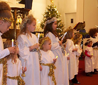 Christmas songs, carols, New York Finnish Lutheran Congregation, church, Saint Lucia, America, Finland
