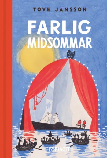 A Moomin book cover with a title in Swedish.